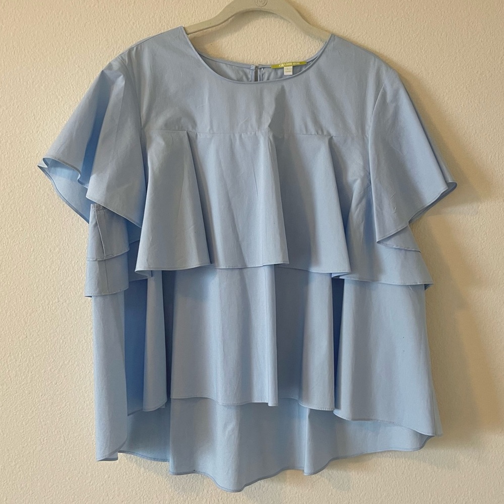 Gianni Bini Blue Ruffle Layer Blouse / Top